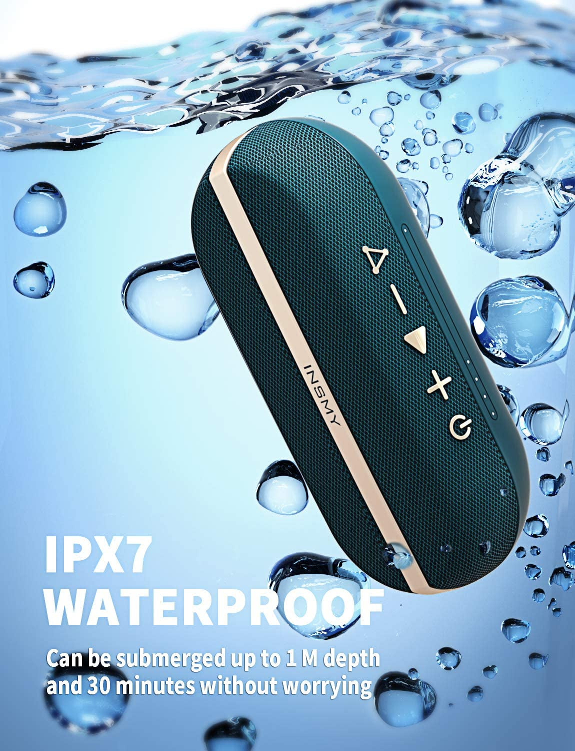 Bluetooth Speaker,Ipx7 Waterproof,Portable,Shower Speaker, Wireless Sync 100+ Speakers,Big Volume Booming Bass, 24H Playtime/Floatable/Rgb Lights/Bt5.3 for Outdoor/Beach (Blue)