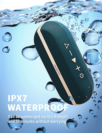 Bluetooth Speaker,Ipx7 Waterproof,Portable,Shower Speaker, Wireless Sync 100+ Speakers,Big Volume Booming Bass, 24H Playtime/Floatable/Rgb Lights/Bt5.3 for Outdoor/Beach (Blue)